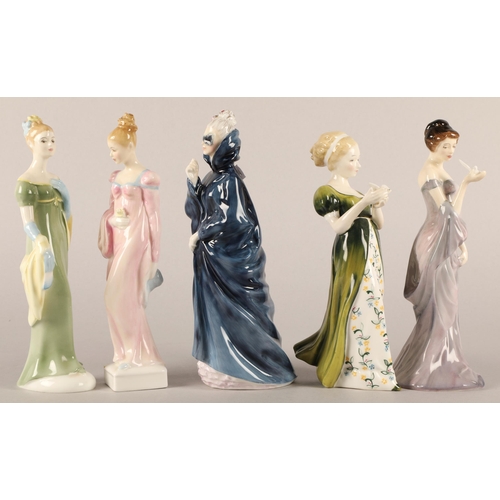 14 - Five Royal Doulton figures to include 'Daphne' HN 2269, 'Harmony' HN 2824, 'Veneta' HN 2722, 'Masque... 