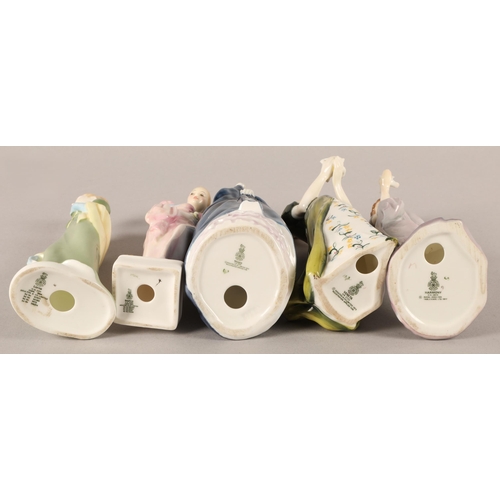 14 - Five Royal Doulton figures to include 'Daphne' HN 2269, 'Harmony' HN 2824, 'Veneta' HN 2722, 'Masque... 