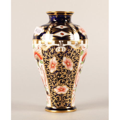 2 - Royal Crown Derby Imari 2451 patterned vase and dish, vase 17.5cm high
