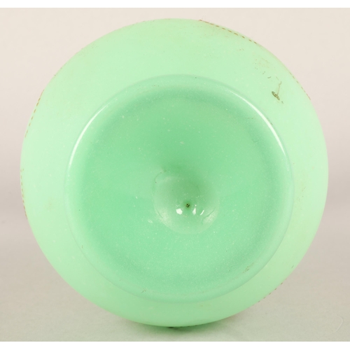 21 - Green painted milk glass vase