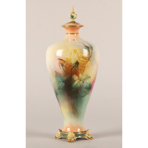 4 - Royal Worcester vase in Hadley Roses design, signed C.V. White, 25cm high