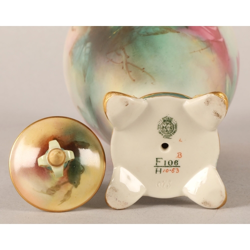 4 - Royal Worcester vase in Hadley Roses design, signed C.V. White, 25cm high