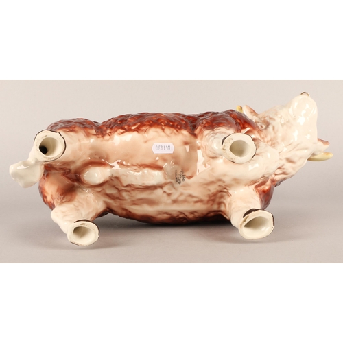 48 - Large Melba ware bull with nose ring, length 40cm