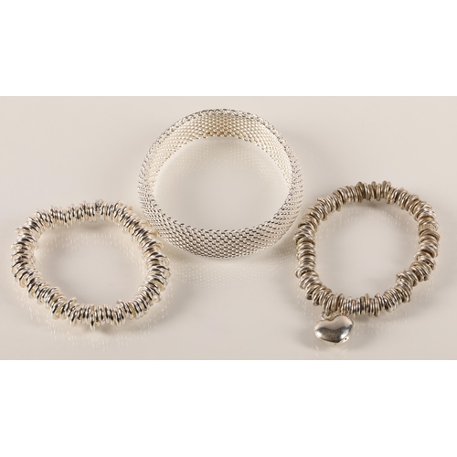 55 - Silver chain bracelet (45g) with two Links of London bracelets marked 925 (95g)