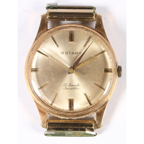 285 - 9ct yellow gold cased gents Rotary wristwatch, the champagne coloured dial with baton marker chapter... 