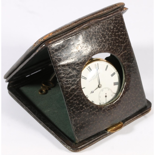 286 - 18ct yellow gold open faced pocket watch, the white enamel dial with Roman Numeral chapter ring and ... 