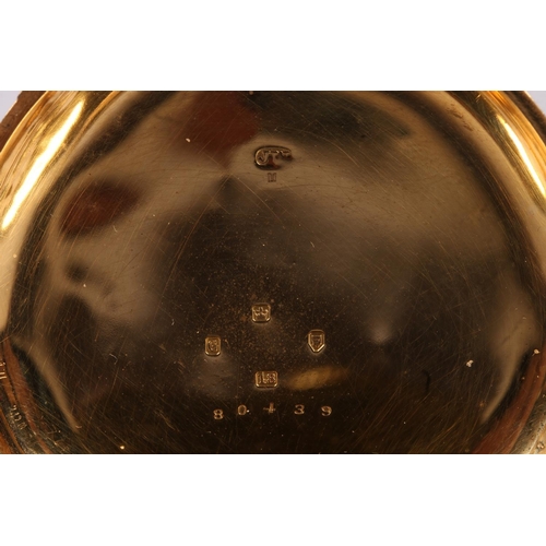 287 - 18ct yellow gold open faced pocket watch with white enamel dial and Roman Numeral chapter ring, make... 