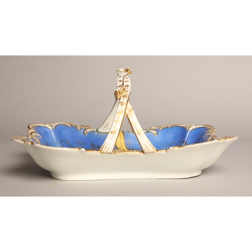 32 - Continental hand painted floral porcelain basket