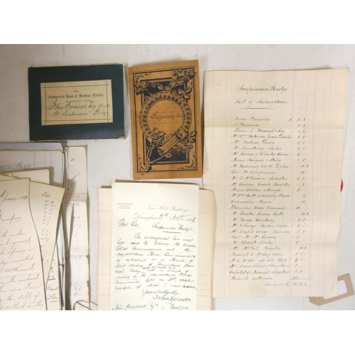 62 - Documents - Scotland - Dumfries Suspension Bridge.&nbsp;&nbsp;1880's-1890's. Papers, documents, Minu... 