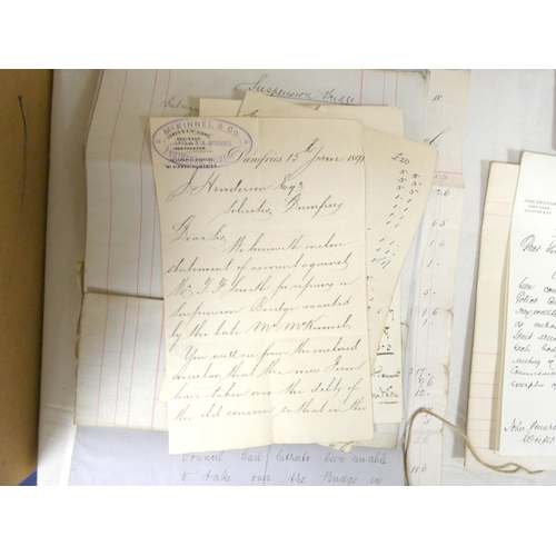 62 - Documents - Scotland - Dumfries Suspension Bridge.&nbsp;&nbsp;1880's-1890's. Papers, documents, Minu... 