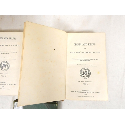 64 - (YONGE CHARLOTTE M.).&nbsp;&nbsp;Hopes & Fears or Scenes from the Life of a Spinster. 2 vols. 12... 