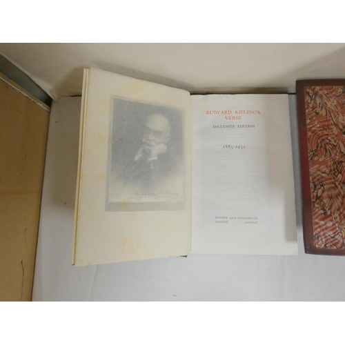 67 - Bindings.  9 various vols. in attractive leather bdgs. incl. Rudyard Kipling's Verse in half blue ca... 