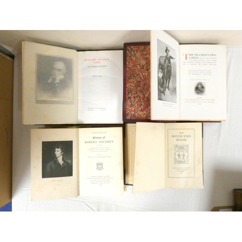 67 - Bindings.  9 various vols. in attractive leather bdgs. incl. Rudyard Kipling's Verse in half blue ca... 
