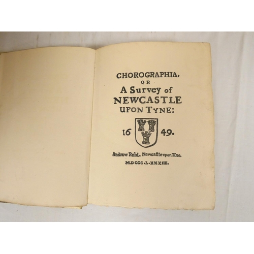 72 - CRAWHALL JOSEPH & REID ANDREW.  Chorographia or A Survey of Newcastle-Upon-Tyne, 1649. Wood eng.... 