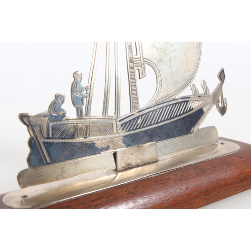 Arabic silver metal desk top paperweight model in the form of a sailing ...