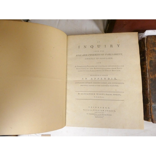 100 - WIGHT ALEXANDER.&nbsp;&nbsp;An Inquiry into the Rise & Progress of Parliament Chiefly in Scotlan... 