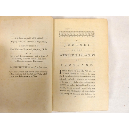 110 - BOSWELL JAMES.&nbsp;&nbsp;The Journal of a Tour to the Hebrides With Samuel Johnson. Half title &amp... 
