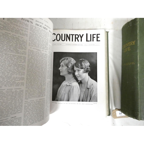 84 - Country Life Magazine.&nbsp;&nbsp;Bound vols. 58 to 67. 1925-1930.&nbsp; (10).