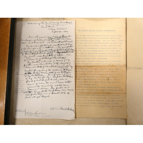 85 - Mackenzie Family.&nbsp;&nbsp;Mackenzie Genealogies, a folder of fldg. pedigrees & manuscript not... 