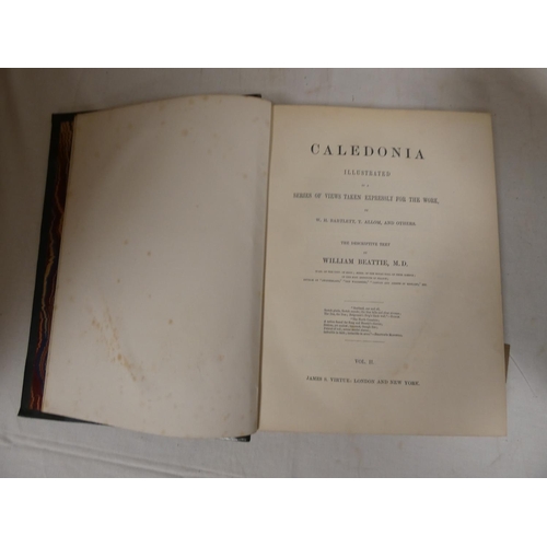 88 - BEATTIE WILLIAM.&nbsp;&nbsp;Caledonia Illustrated. 2 vols. Full page eng. plates. Quarto. Half green... 