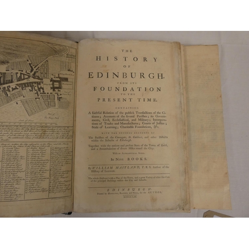 98 - MAITLAND WILLIAM.&nbsp;&nbsp;The History of Edinburgh From Its Foundation to the Present Time. Card ... 