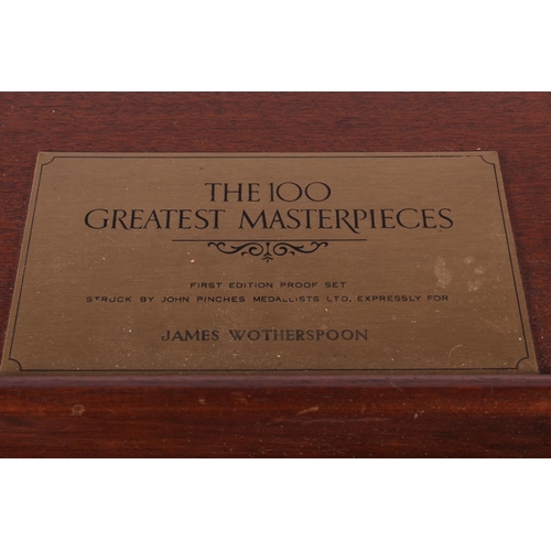 1454 - John Pinches 'The 100 Greatest Masterpieces' partial set of fifty collectors' silver medallions, eac... 