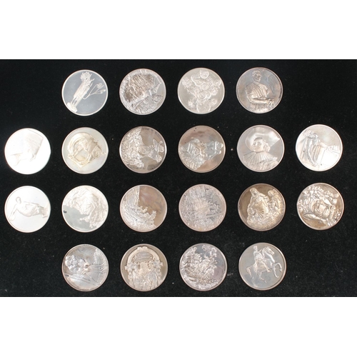 1454 - John Pinches 'The 100 Greatest Masterpieces' partial set of fifty collectors' silver medallions, eac... 