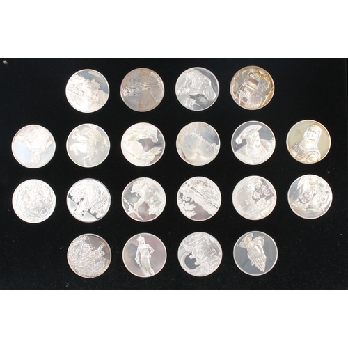 1454 - John Pinches 'The 100 Greatest Masterpieces' partial set of fifty collectors' silver medallions, eac... 