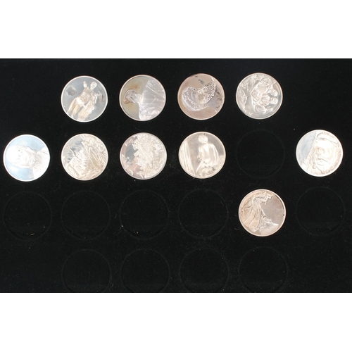 1454 - John Pinches 'The 100 Greatest Masterpieces' partial set of fifty collectors' silver medallions, eac... 
