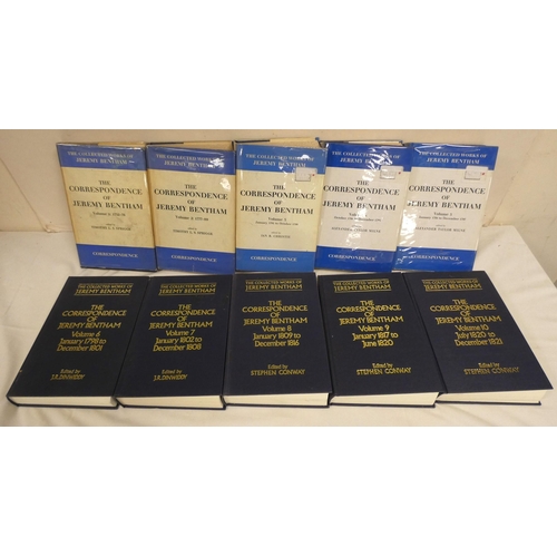 182 - BENTHAM JEREMY.  Collected Works - Correspondence. Vols. 1 to 10. Orig. blue cloth, the first five v... 
