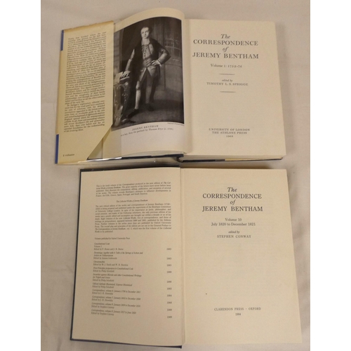 182 - BENTHAM JEREMY.  Collected Works - Correspondence. Vols. 1 to 10. Orig. blue cloth, the first five v... 