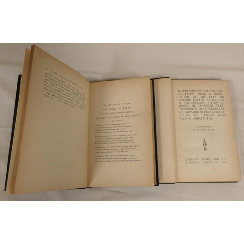 186 - BURTON SIR RICHARD (Trans).&nbsp;&nbsp;Il Pentamerone or The Tale of Tales. 2 vols. Handsome modern ... 