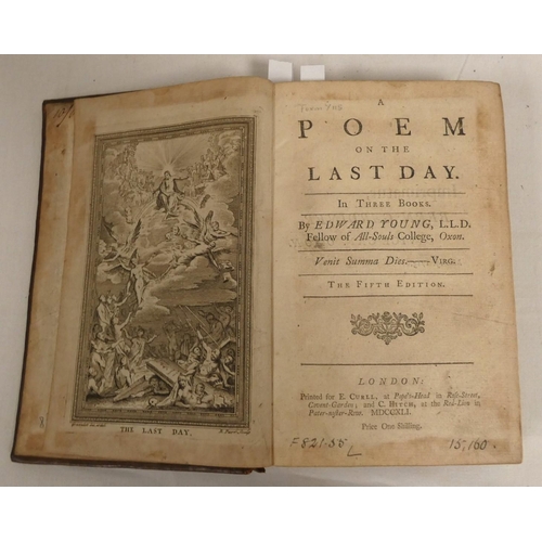 194 - YOUNG EDWARD.&nbsp;&nbsp;A Poem on the Last Day. Eng. frontis. 1741; bound with his Force of Religio... 