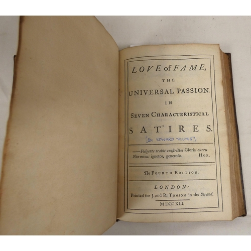 194 - YOUNG EDWARD.&nbsp;&nbsp;A Poem on the Last Day. Eng. frontis. 1741; bound with his Force of Religio... 