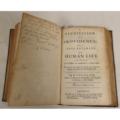 194 - YOUNG EDWARD.&nbsp;&nbsp;A Poem on the Last Day. Eng. frontis. 1741; bound with his Force of Religio... 