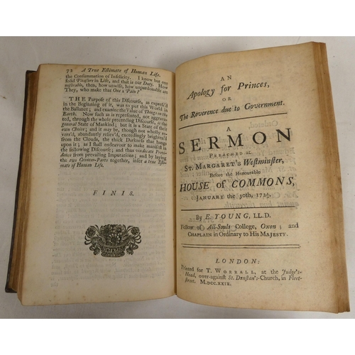 194 - YOUNG EDWARD.&nbsp;&nbsp;A Poem on the Last Day. Eng. frontis. 1741; bound with his Force of Religio... 