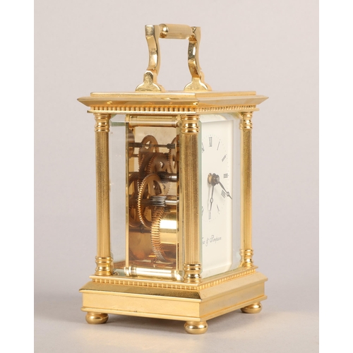Fox & Simpson brass carriage clock, height 12cm