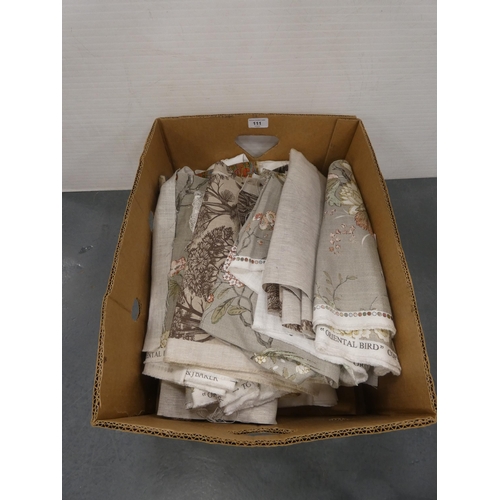Carton containing cut fabric and textiles.