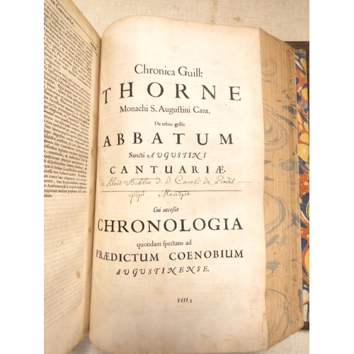 224 - (TWYSDEN SIR ROGER, ed.)  Historiae Anglicanae Scriptores ..... ex Vetustis Manuscriptis. Title in r... 