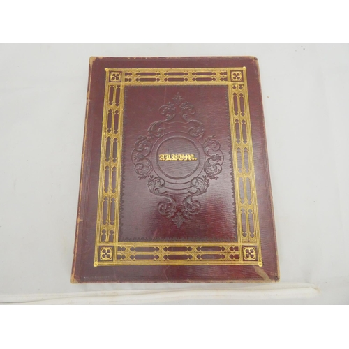 223 - VICTORIAN ALBUM.  Approx. 75 leaves, part filled only, with 19pp of verse, a pencil sketch, hand col... 