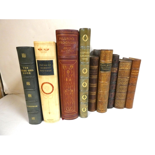 67 - Bindings.  9 various vols. in attractive leather bdgs. incl. Rudyard Kipling's Verse in half blue ca... 