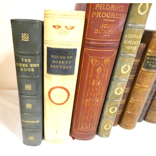 67 - Bindings.  9 various vols. in attractive leather bdgs. incl. Rudyard Kipling's Verse in half blue ca... 