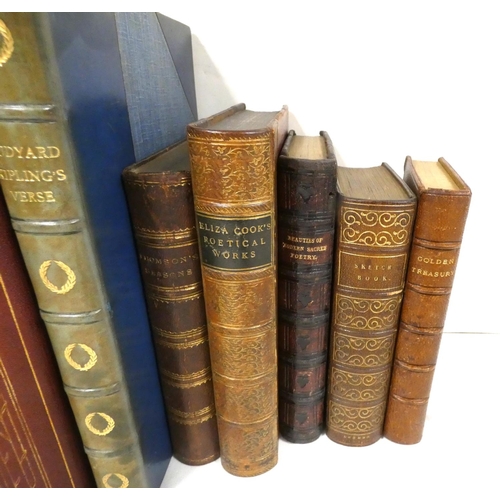 67 - Bindings.  9 various vols. in attractive leather bdgs. incl. Rudyard Kipling's Verse in half blue ca... 