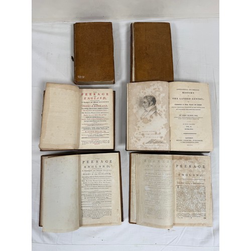 206 - COLLINS ARTHUR.  The Peerage of England. The set of 8 vols. Eng. armorial plates. Calf, gilt backs, ... 