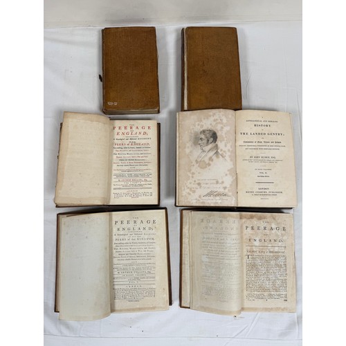 206 - COLLINS ARTHUR.  The Peerage of England. The set of 8 vols. Eng. armorial plates. Calf, gilt backs, ... 