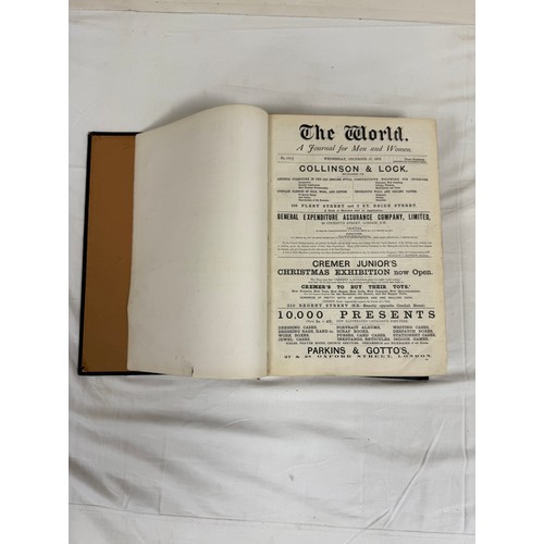 215 - The World, A Journal for Men & Women.  A bound vol. in defective bdgs. but contents good. Folio.... 