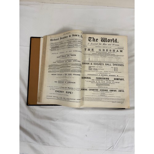 215 - The World, A Journal for Men & Women.  A bound vol. in defective bdgs. but contents good. Folio.... 