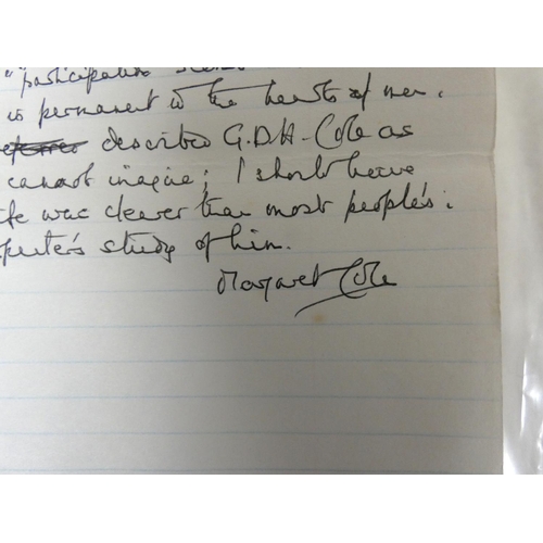 199 - COLE MARGARET.  Original manuscript reviews & criticism, mainly signed. Approx. 34 multi-sheet m... 