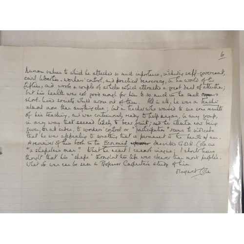 199 - COLE MARGARET.  Original manuscript reviews & criticism, mainly signed. Approx. 34 multi-sheet m... 