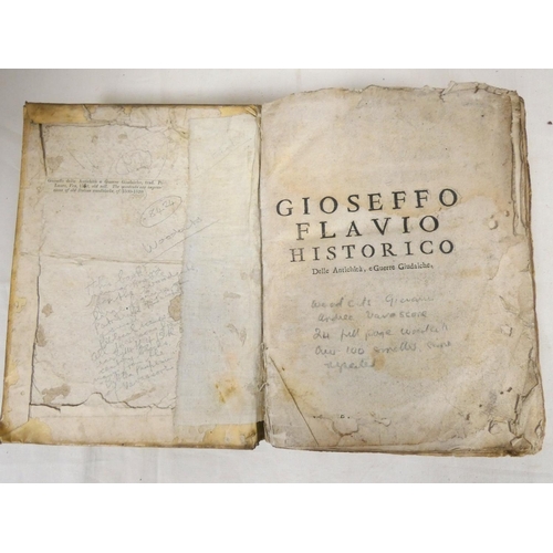 233 - FLAVIO GIOSEFFO.  Historico delle Anticheta, e Gueere Giudaiche. 24 full page plates from old, early... 